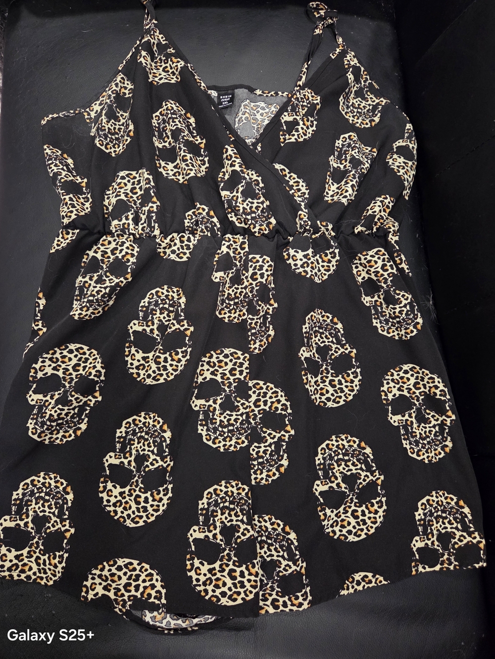 SHEIN Black Jumpsuit Romper with Leopard Skull Print